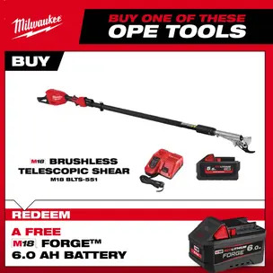 Milwaukee M18BLTS-551 18v Brushless Telescoping Shear Kit - 1 x 5.5ah High Output Battery and Charger 
