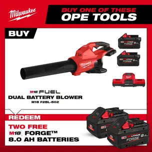 Milwaukee M18F2BL-802 18v Fuel Dual Battery Blower Kit - 2 x 8.0ah Forge Batteries & Charger