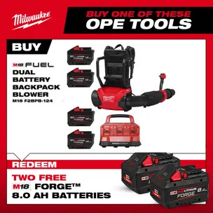 Milwaukee M18F2BPB-0 18v Fuel Dual Battery Backpack Blower Kit- 4 x 12.0ah Forge Batteries & 6 Bay Rapid Charger