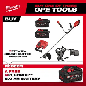 Milwaukee M18FBCU-802 18v Fuel Brush Cutter Kit - 2 x 8.0ah Forge Batteries