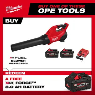 Milwaukee M18FBLG3-0 18v Fuel Gen 3 Blower Kit - 2 x 8.0ah Batteries & Charger