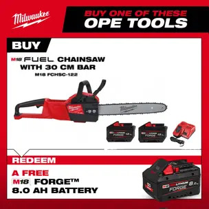 Milwaukee M18FCHSC-0 18V Fuel Compact Chainsaw Kit - 2 x 12.0ah Forge Batteries & Charger