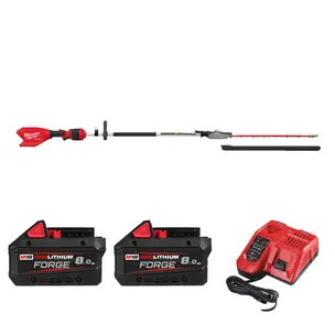 Milwaukee M18FHETE22-0 18v Fuel Extended Pole Hedge Trimmer 216cm Kit - 2 x 8.0ah Forge Batteries & Charger