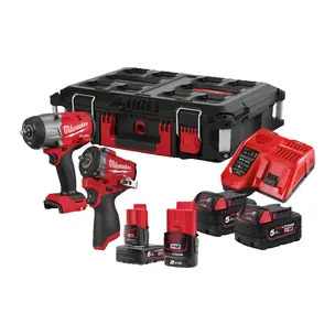 Milwaukee M18FPP2AQ2-564P 18v 1/2" / 12v 3/8" Fuel Impact Wrench Twin Kit Packout Case