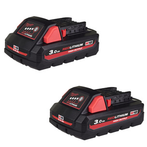 Milwaukee M18HB3 18V 3.0Ah RedLithium-Ion High Output Battery (Twin Pack)