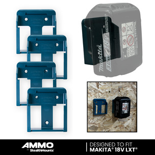 AMMO Blue Battery Mounts for Makita 18v Batteries (Pack of 4)