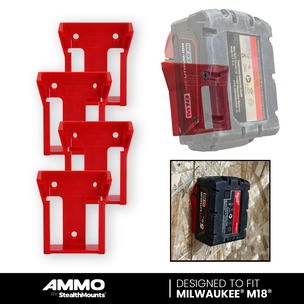 AMMO Red Battery Mounts for Milwaukee M18 Batteries (Pack of 4)