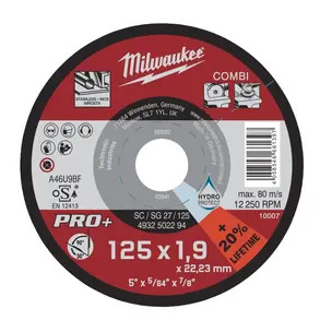 Milwaukee 4932502294 Combi Cutting & Grinding Disc PRO+ 125mm x 22.2mm 