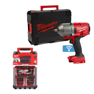 Milwaukee 18v One Key Fuel Brushless High Torque 1/2" Impact Wrench and 1/2" Socket Set in Packout Case
