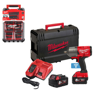Milwaukee 18v One Key Fuel Brushless High Torque 1/2" Impact Wrench Kit and 1/2" Socket Set in Packout Case