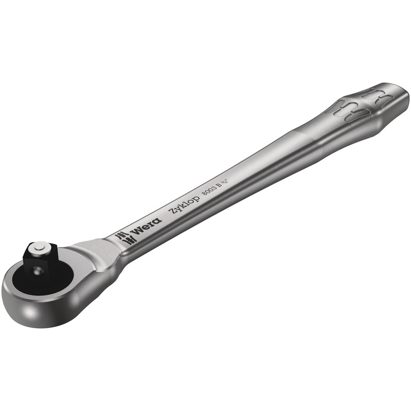 Wera 8003 B Zyklop Metal Ratchet with push-through square and 3/8" drive, 3/8" x 222 mm 