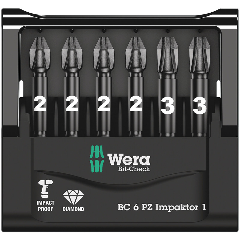 Wera Bit-Check 6 PZ Impaktor Bits - 6pc 