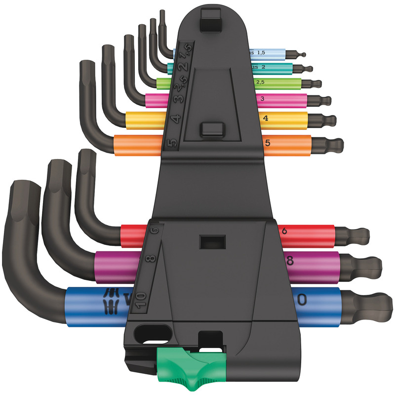 Wera 950/9 Hex-Plus Multicolour 2 L-key Set, Metric, BlackLaser, 9 pieces 