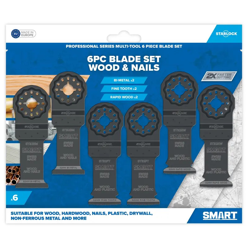 SMART ST6MAK Starlock 32mm Rapid Wood, Fine Tooth & Bi-Metal Blade Pack - 6 Piece
