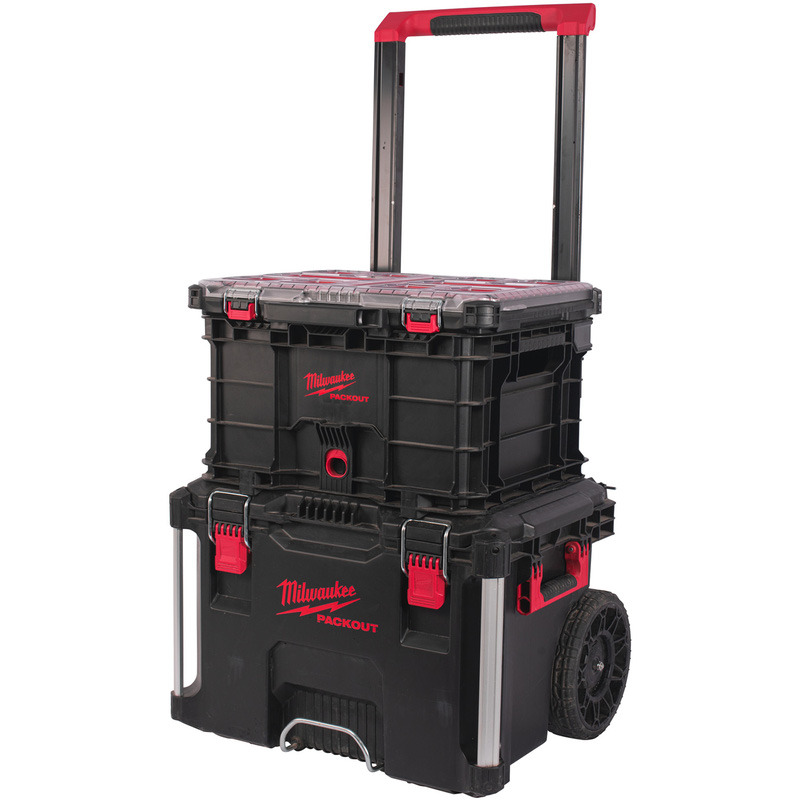 Milwaukee 4932464078 PACKOUT Trolley Case With 4932471724 Crate & 4932471064 Slim Organiser Case