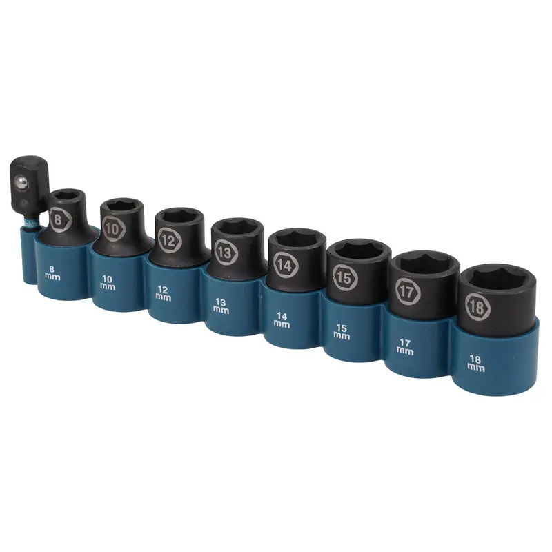 Makita E-16645 1/2'' Impact Socket Set with Hex Adapter - 9 Piece