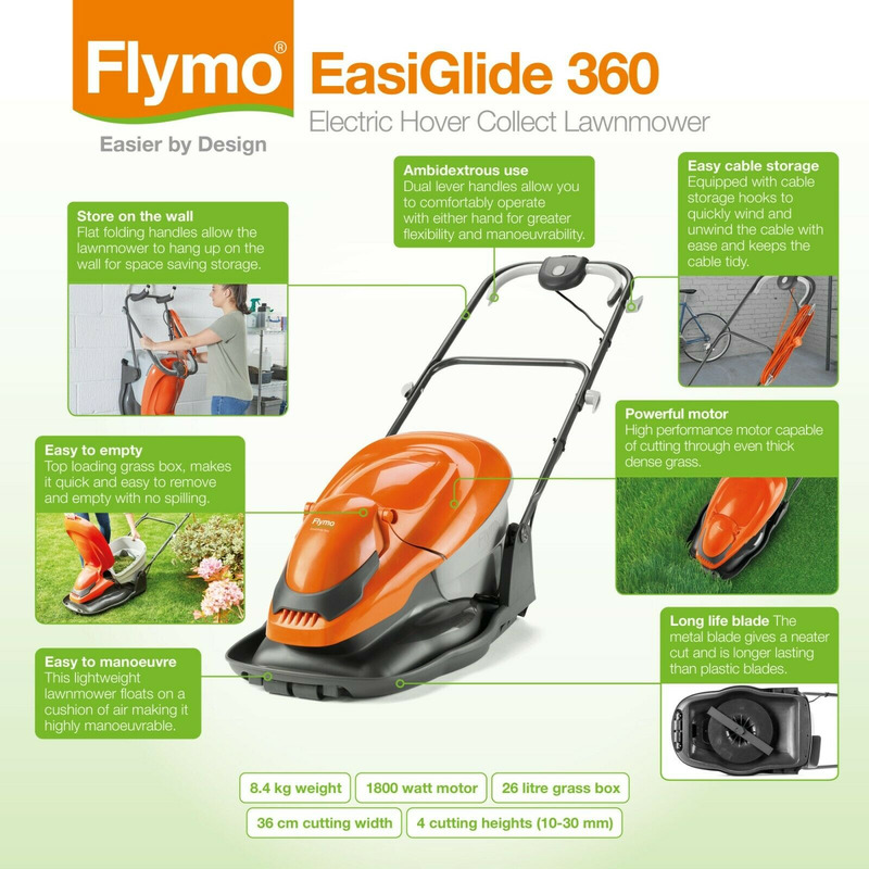 Flymo with outlet grass box