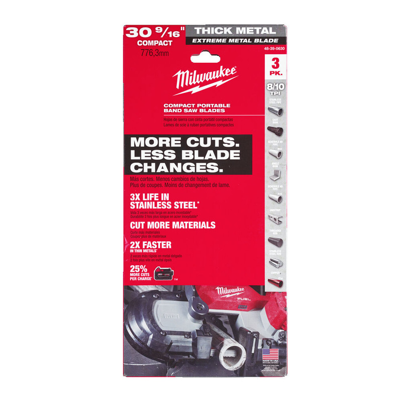 Milwaukee 48390630 Premium Bandsaw Blade 776.29 x 810 - Pack of 3 - For M12BS