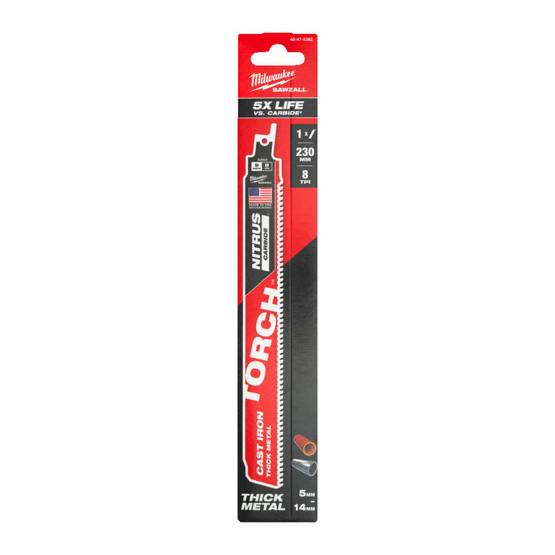 Milwaukee 48475262 Metal Sawzall Blade TCT Torch Nitrus 230mm x 8TPI 