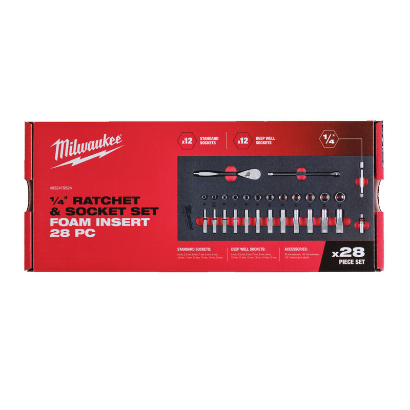 Milwaukee 4932479824 1/4" Ratchet & Socket Set Foam Insert