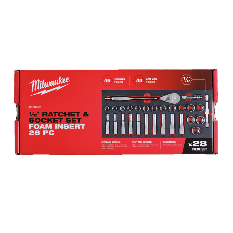 Milwaukee 4932479826 1/2" Ratchet & Socket Set Foam Insert