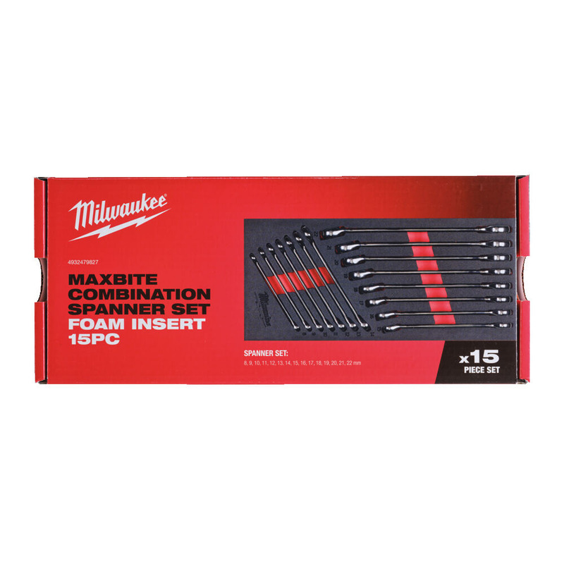 Milwaukee 4932479827 Max Bite Combination Spanner Set Foam Insert