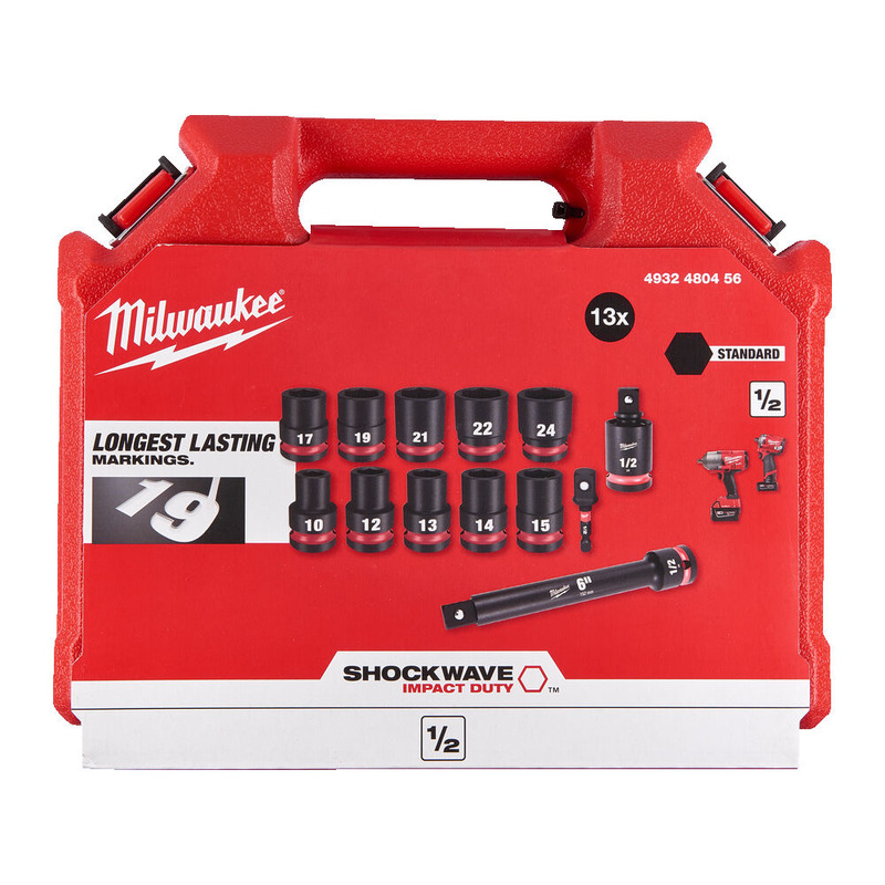 Milwaukee 4932480456 1/2" 13pc Impact Socket Standard Set