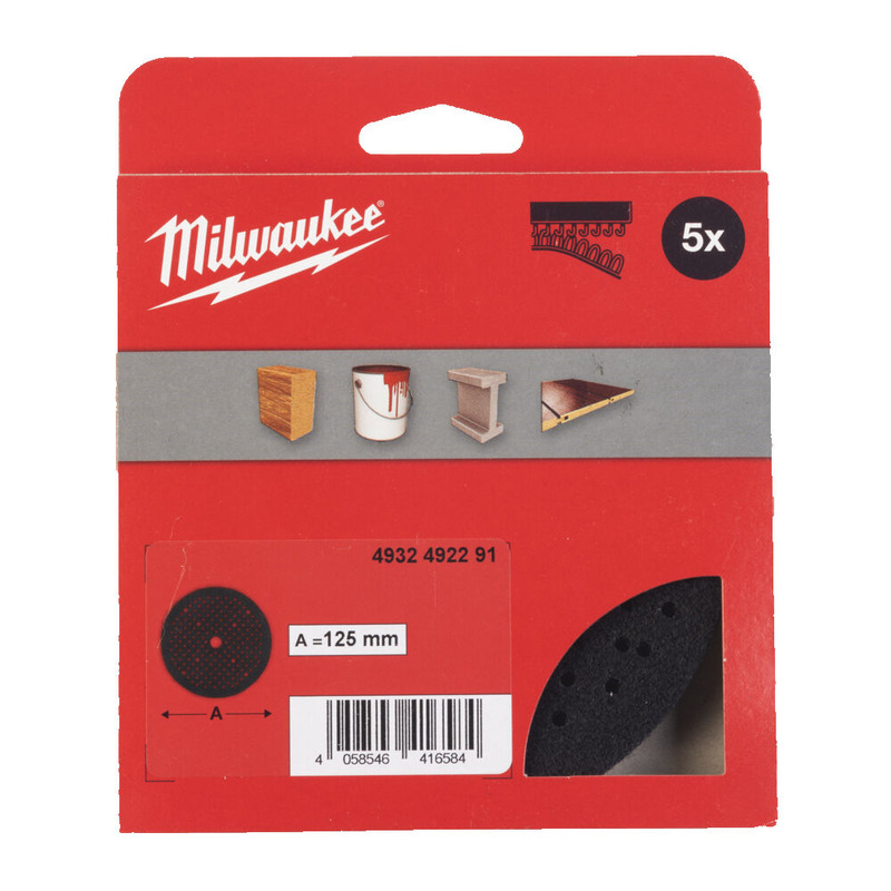 Milwaukee 4932492291 125mm Pad Saver for Power Grid Mesh Sanding Sheets - Pack of 5