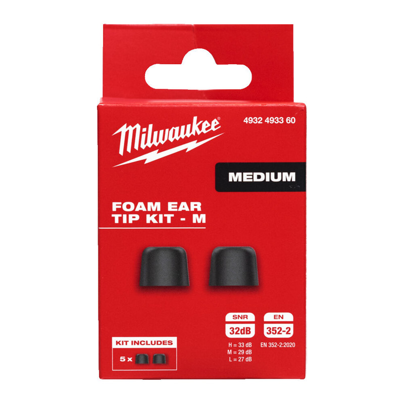 Milwaukee 4932493360 Memory Foam Ear Tip Replacement Size M - Pack of 5 Pairs