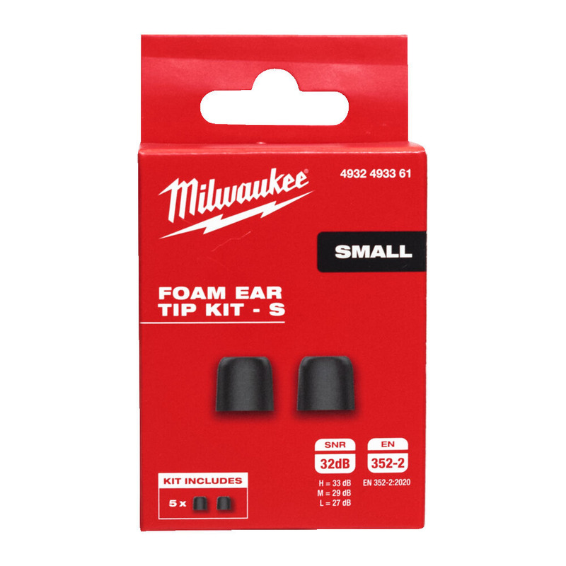 Milwaukee 4932493361 Memory Foam Ear Tip Replacement Size S - Pack of 5 Pairs