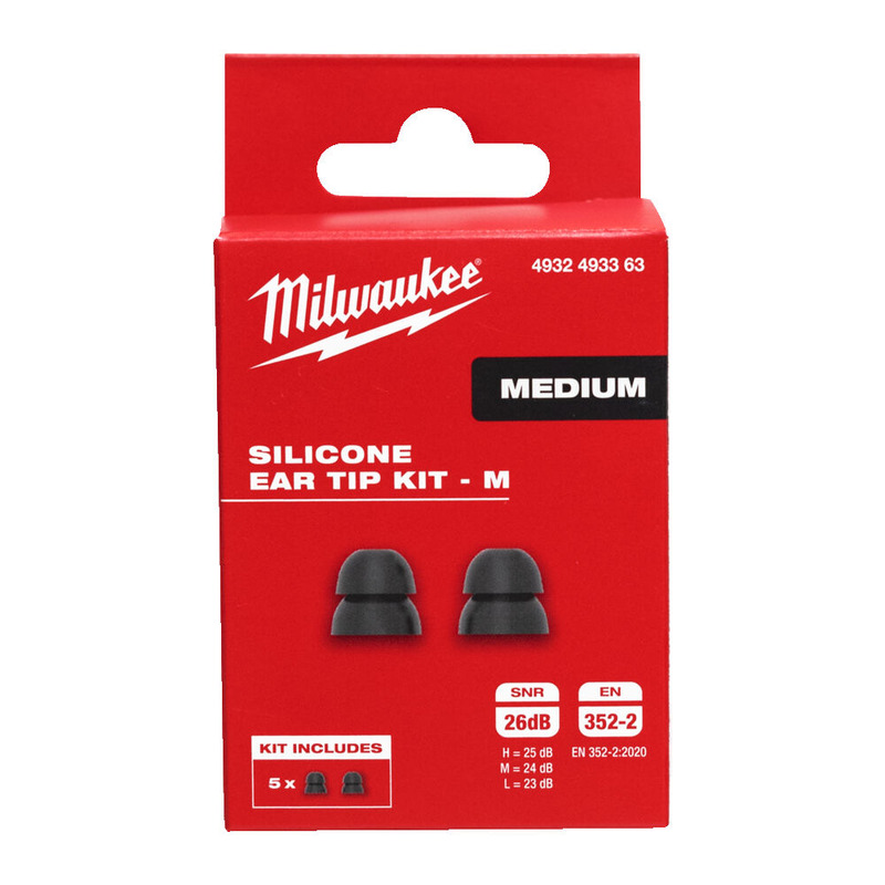 Milwaukee 4932493363 Silicone Ear Tip Replacement Size M - Pack of 5 Pairs 