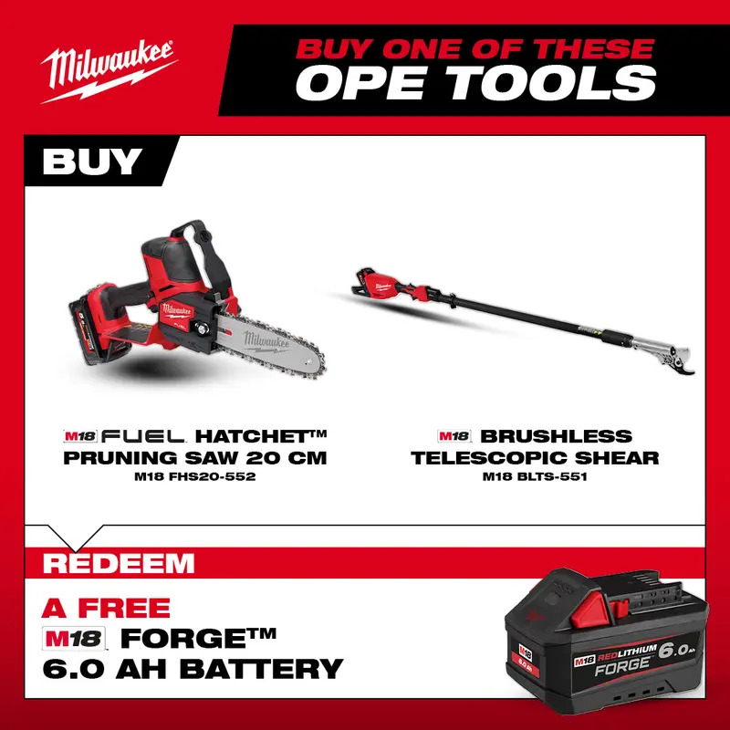 Milwaukee M18BLTS-551 18v Brushless Telescoping Shear Kit - 1 x 5.5ah High Output Battery and Charger  (CLAIM FREE 6.0AH FORGE BATTERY VIA MILWAUKEE REDEMPTION)