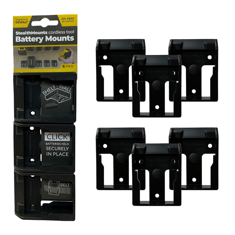 StealthMounts 6 Pack Battery Holders for DeWalt 18V Batteries - Black -  PowerToolMate