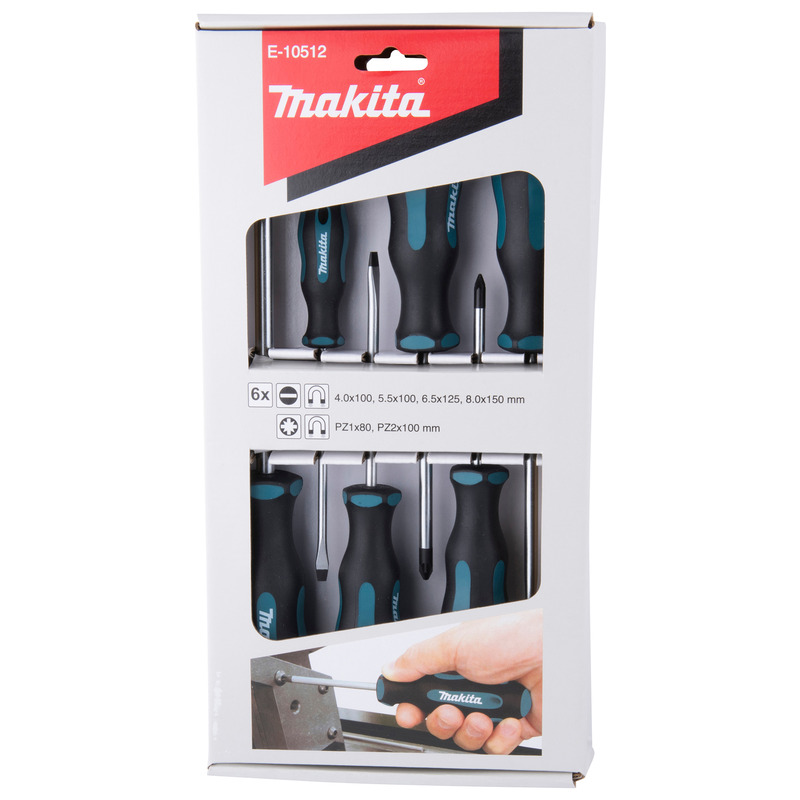 Makita E-10512 6pc Slotted & Pozi Screwdriver Set 