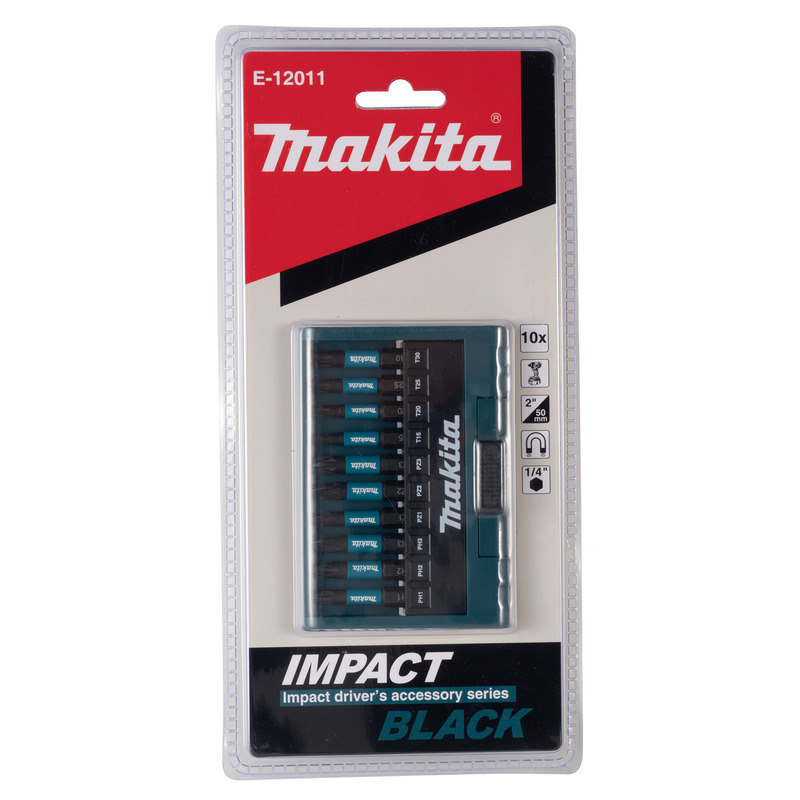 Makita E-12011 10pc 50mm Impact Black Screw Bit Set