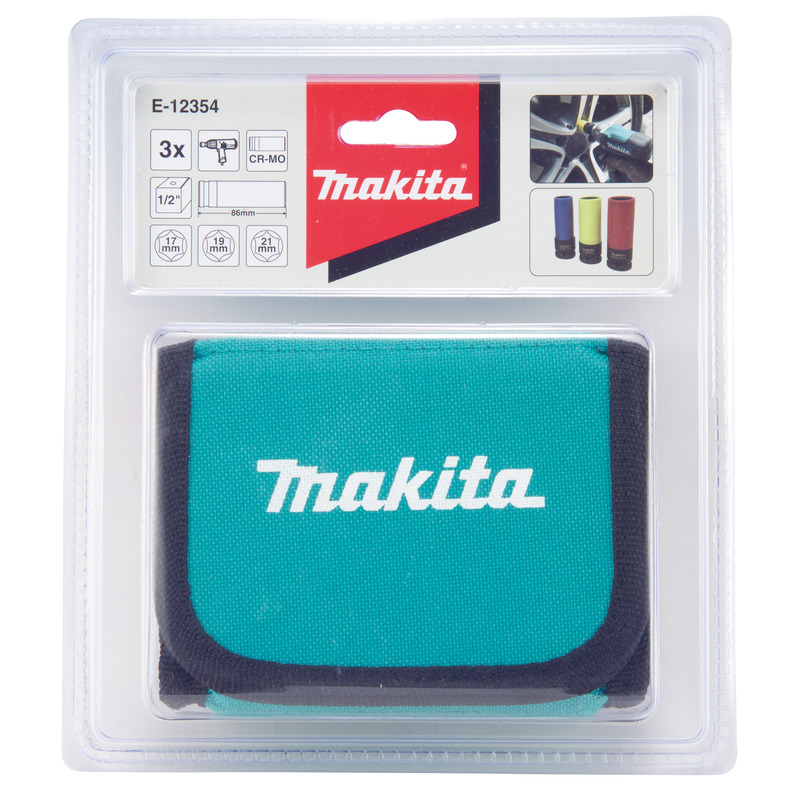 Makita E-12354 3pc Wheel Nut Impact Deep Socket Set 