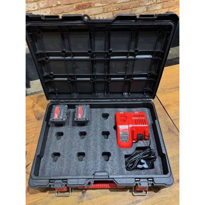 Milwaukee Packout Case with Foam For 9 x 12v Batteries and Charger