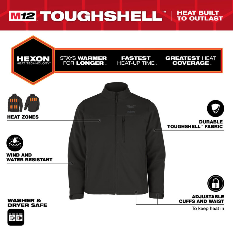 Milwaukee M12HJBL6 M12 12v Heated Jacket - Hexon Heat Technology - Naked